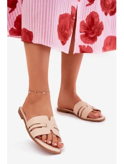 Dámské Pantofle Na Plochém Podpatku S Eko Kůže Béžové model 21688599 - Boto