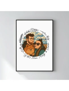 Personalizovaný magický fotoobraz v rámu - 50x70- květinové ohraničení 