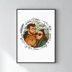 Personalizovaný magický fotoobraz v rámu - 50x70- květinové ohraničení 