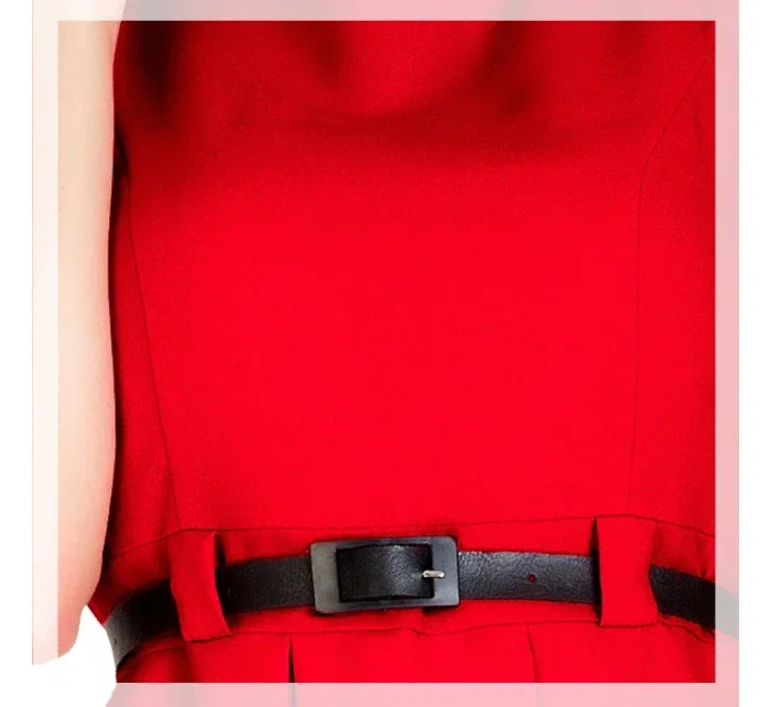 Dámské společenské šaty se a páskem středně dlouhé červené Červená  model 15042335 - numoco