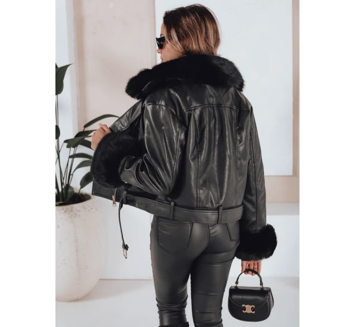 Dámská kožená bunda s kožešinou černá Dstreet model 21991882 - FashionStreet Dámská kožená bunda s kožešinou černá Dstreet model 21991882 - FashionStreet