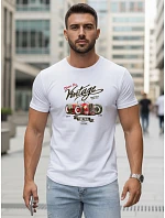 Pánske biele tričko s retro potlačou FashionStreet NX5094R