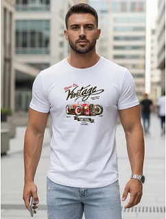 Pánske biele tričko s retro potlačou FashionStreet NX5094R