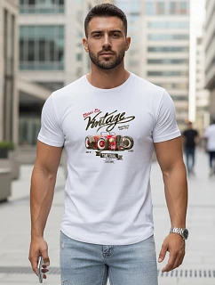 Pánske biele tričko s retro potlačou FashionStreet NX5094R