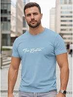 Tshirt męski bawełniany z nadrukiem The Boston błękitny model 22305527 - FashionStreet