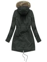 Dámska zimná bunda parka v army farbe s podšívkou z machovej kožušiny a kapucňou (7602BIG) Dámska zimná bunda parka v army farbe s podšívkou z machovej kožušiny a kapucňou (7602BIG)