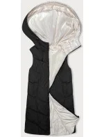 Čierno-ecru dlhá dámska obojstranná vesta (V771)