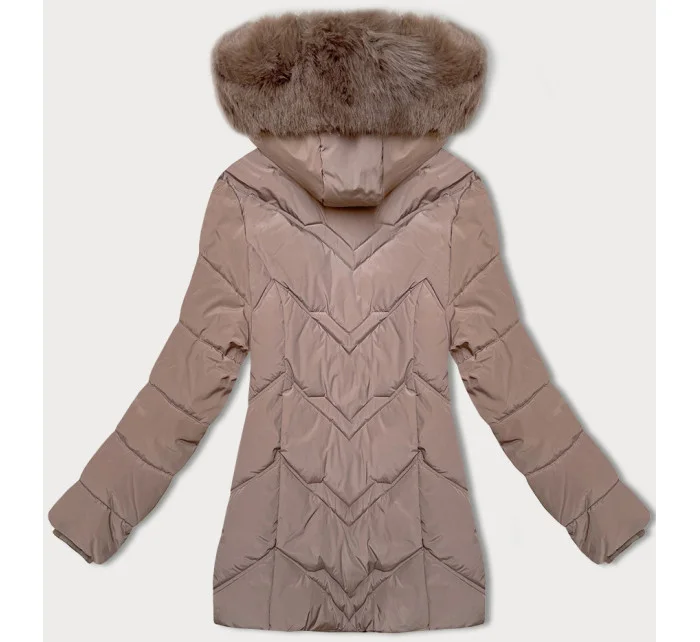 Dámská zimní plus size bunda v barvě s kapucí model 21248367 - S'WEST