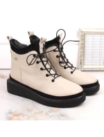 Filippo zateplené kožené topánky na platforme W PAW482 beige Filippo zateplené kožené topánky na platforme W PAW482 beige