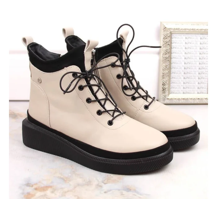 Filippo zateplené kožené topánky na platforme W PAW482 beige Filippo zateplené kožené topánky na platforme W PAW482 beige