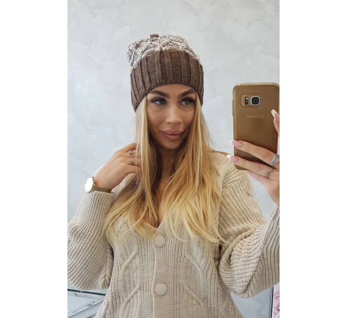 Milano fleecová čiapka K203 ecru melange+mocca Milano fleecová čiapka K203 ecru melange+mocca