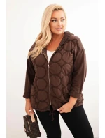 Dámske Plus veľkosť mikina na zips Brown