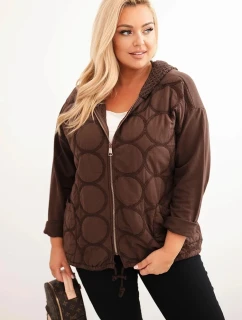 Dámske Plus veľkosť mikina na zips Brown