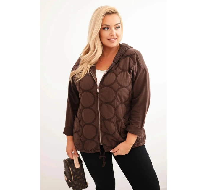 Dámske Plus veľkosť mikina na zips Brown