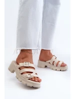 Pachnące Klapki Damskie Na Niskim Obcasie ZAXY NN285042 Jasnobeżowe