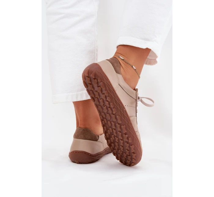 Dámské Kožené Tenisky Barefoot model 21705225 Béžové - Zazoo Dámské Kožené Tenisky Barefoot model 21705225 Béžové - Zazoo