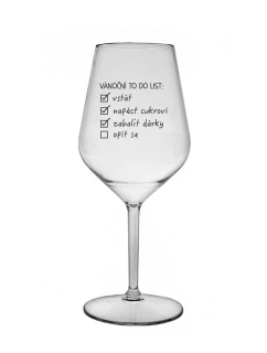 VÁNOČNÍ TODO LIST - čirá nerozbitná sklenice na víno 470 ml