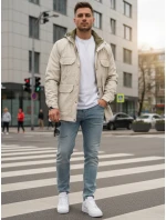Pánska prechodná bunda s kapucňou biela FashionStreet TX5134