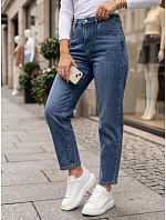 Dámske džínsy Mom Fit s vysokým pásom, modré, FashionStreet UY3104