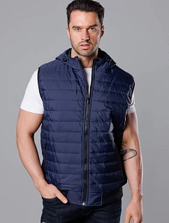 Tmavě modrá pánská vesta s kapucí model 18344814 - J.STYLE