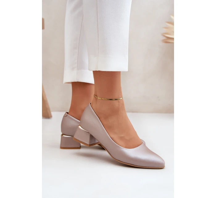 Kožené lodičky Lewski model 21682432 Tmavě béžové - Boto