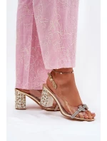 Transparentne Sandały Na Słupku D&A MR51-705 Złote