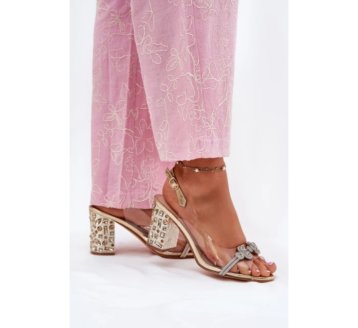 Transparentne Sandały Na Słupku D&A MR51-705 Złote