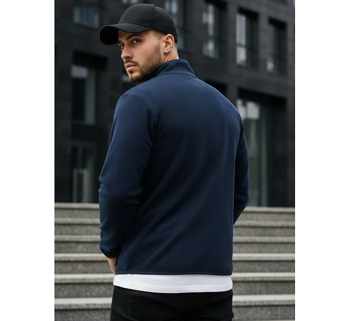 Pánska mikina na zips s kapucňou tmavomodrá FashionStreet BX4775 Pánska mikina na zips s kapucňou tmavomodrá FashionStreet BX4775