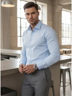 Pánská elegantní hladká modrá košile SLIM FIT Dstreet model 21981656 - FashionStreet Pánská elegantní hladká modrá košile SLIM FIT Dstreet model 21981656 - FashionStreet