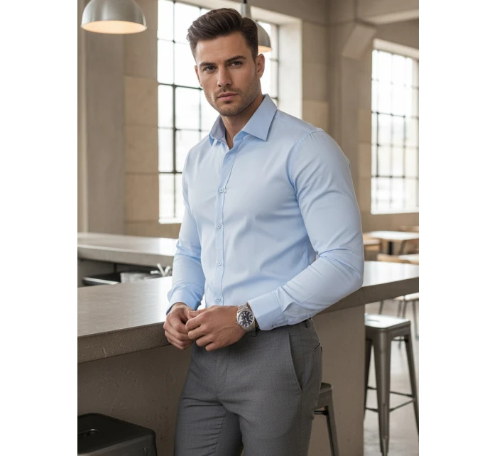 Pánská elegantní hladká modrá košile SLIM FIT Dstreet model 21981656 - FashionStreet Pánská elegantní hladká modrá košile SLIM FIT Dstreet model 21981656 - FashionStreet