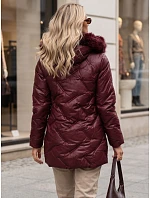 Dámska zimná prešívaná bunda LOVEINSIDE s kožušinovým lemom, bordová, FashionStreet TY5813 Dámska zimná prešívaná bunda LOVEINSIDE s kožušinovým lemom, bordová, FashionStreet TY5813