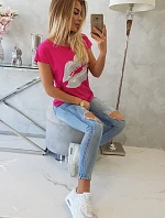 Blúzka s potlačou pier fuchsiová