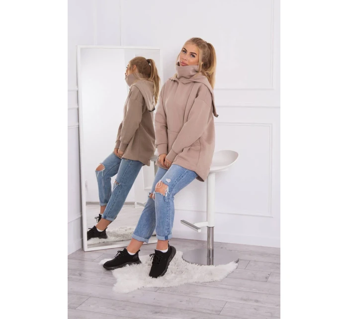 Zateplená mikina se zipem na zádech tmavě béžová Zateplená mikina se zipem na zádech tmavě béžová