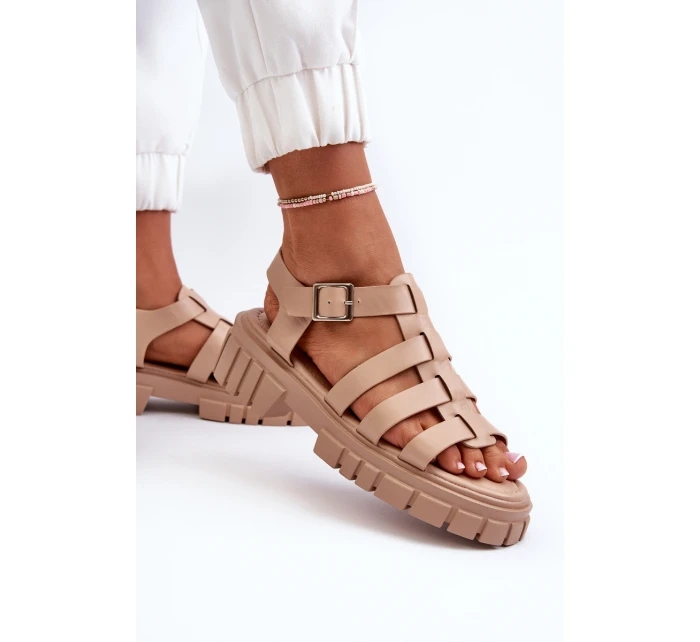 Sandały Rzymianki Damskie Beżowe Rosarose