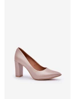 Satynowe Czółenka Lewski Shoes 2453 Beżowe