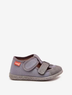 Dětské pantofle na suchý zip šedé model 21705429 - Milami