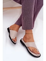 Kožené dámské žabky Vinceza Béžové