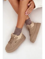 Dámské zateplené sportovní boty na platformě model 21817728 Béžová - Big Star Dámské zateplené sportovní boty na platformě model 21817728 Béžová - Big Star