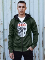 Pánska mikina na zips s kapucňou zelená FashionStreet BX5838 Pánska mikina na zips s kapucňou zelená FashionStreet BX5838
