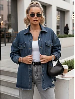 Dámska tmavomodrá džínsová košeľová bunda FashionStreet TY5689