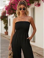 Dámsky letný overal so širokými nohavicami čierny FashionStreet EY2649 Dámsky letný overal so širokými nohavicami čierny FashionStreet EY2649