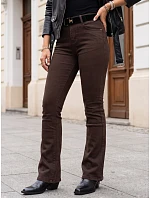 Jeansy damskie dzwony z paskiem z wysokim stanem brązowe FashionStreet UY3109 Jeansy damskie dzwony z paskiem z wysokim stanem brązowe FashionStreet UY3109