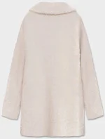 Krátky béžový vlnený prehoz cez oblečenie typu alpaka (7108-1)