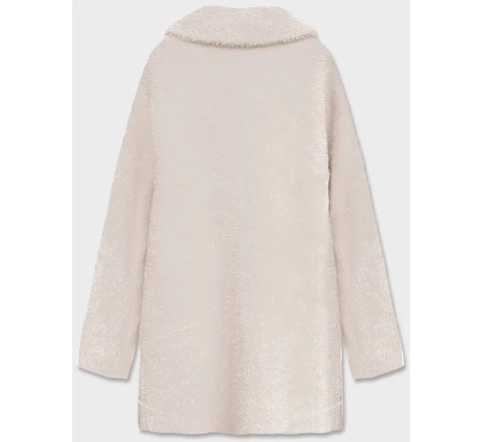 Krátky béžový vlnený prehoz cez oblečenie typu alpaka (7108-1)