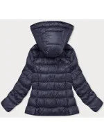 Tmavě modrá prošívaná dámská zimní bunda s kapucí model 21245953 - W COLLECTION