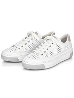 Rieker W RKR642 biele kožené ažurové topánky