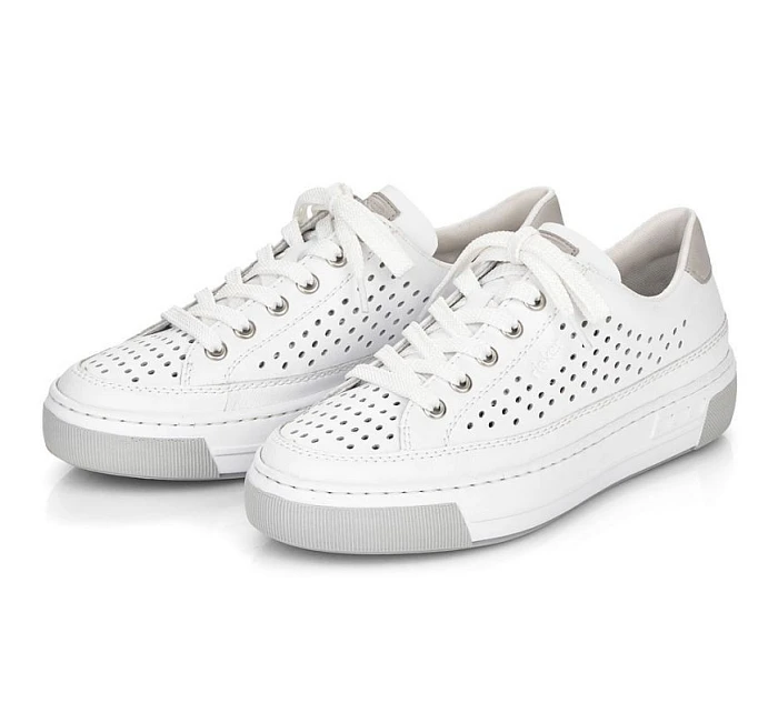 Rieker W RKR642 biele kožené ažurové topánky