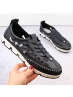 W modrá kožená polobotka s podrážkou model 19737391 - Rieker W modrá kožená polobotka s podrážkou model 19737391 - Rieker