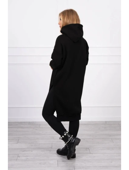 Zateplená mikina s bočnými otvormi čierna