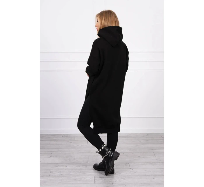 Zateplená mikina s bočnými otvormi čierna